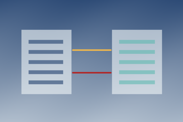 Ilustração editorial de uma interface HTTP ligada a documentos estruturados e validadores de dados.