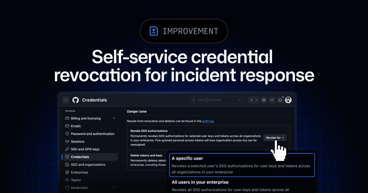 Imagem oficial do GitHub Changelog sobre gestão de credenciais corporativas.